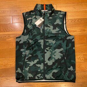 RLX Ralph Lauren Water Repellent Packable Green Camo Full Zip Vest M NWT